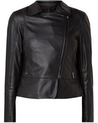 Ted Baker Mandyy Bikerjack Van Leer Met Ritszakken - Zwart