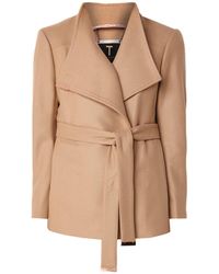 Ted Baker Rytaa Korte Mantel In Kasjmierblend Met Strikceintuur - Meerkleurig