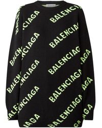Balenciaga Trui Met Ingebreid Logopatroon - Zwart