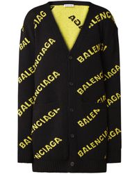 Balenciaga Gebreid Vest Van Wol Met Logodessin - Zwart