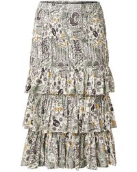 Étoile Isabel Marant Cencia Gelaagde Midirok Met Bloemendessin En Volant - Meerkleurig