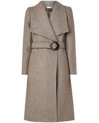 Mango Venus Mantel In Wolblend Met Ceintuur - Grijs