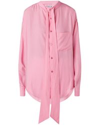 Balenciaga New Swing Blouse Met Borstzak En Strikkraag - Roze