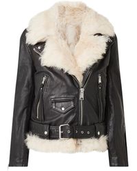 AllSaints Luna Shearling Bikerjack Van Schapenleer - Zwart