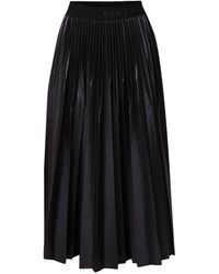 Givenchy Midi Plooirok Met Logoband En Coating - Zwart