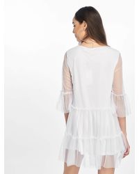 NA-KD Frauen Kleid Ruffle Mesh - Weiß