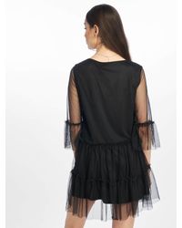 NA-KD Frauen Kleid Ruffle Mesh - Schwarz