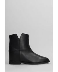 Via Roma 15 - Ankle Boots Inside Wedge In Black Leather - Lyst
