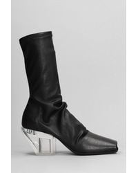 Rick Owens - Stretch Sliver High Heels Ankle Boots In Black Leather - Lyst