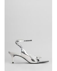 SCHUTZ SHOES - Sandali Ruber Mid in Pelle Argento - Lyst