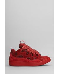 Lanvin - Sneakers Curb in pelle e camoscio Rosso - Lyst