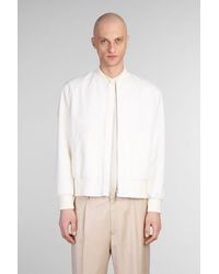 Lardini - Giacca Bomber in Lana Bianca - Lyst