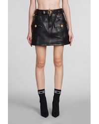 Balmain - Skirt In Leather - Lyst