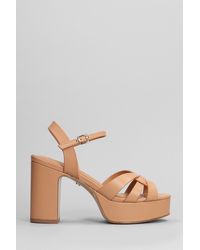 Lola Cruz - Aria Platform 95 Sandals In Camel Leather - Lyst