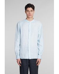 Aspesi - Camicia Bruce Shirt In Cyan Linen - Lyst