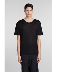 Lemaire - T-Shirt in Seta Nera - Lyst