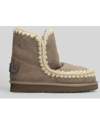 Mou - Eskimo 18 Low Heels Ankle Boots In Grey Suede - Lyst