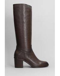 Julie Dee - High Heels Boots In Dark Brown Leather - Lyst