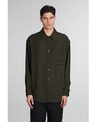 Lemaire - Shirt In Green Wool And Polyester - Lyst