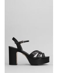 Lola Cruz - Aria Platform 95 Sandals In Black Leather - Lyst
