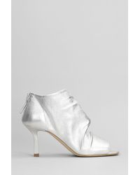 The Seller - High Heels Ankle Boots In Silver Leather - Lyst