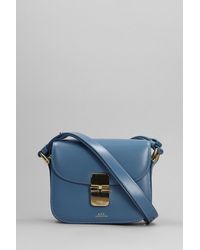 A.P.C. - Grace Mini Shoulder Bag In Blue Leather - Lyst
