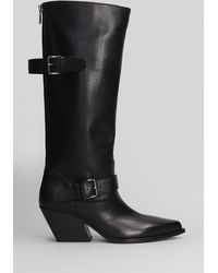 Elena Iachi - Texan Boots In Black Leather - Lyst