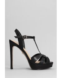Lola Cruz - Aria Platform Sandals In Black Leather - Lyst