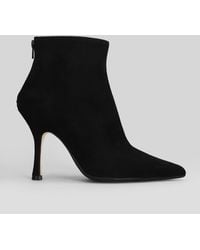 Anna F. - High Heels Ankle Boots In Black Suede - Lyst