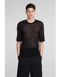 Ami Paris - T-shirt In Black Wool And Polyester - Lyst