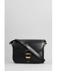 A.P.C. - Grace Small Shoulder Bag In Black Leather - Lyst