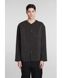 Lemaire - Shirt In Brown Silk - Lyst