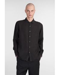 120 - Camicia in lino Nero - Lyst