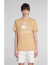 Isabel Marant - Zewel T-shirt In Beige Linen - Lyst