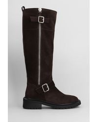 Via Roma 15 - Low Heels Boots In Dark Brown Suede - Lyst