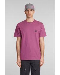 Stussy - T-Shirt in Cotone Bordeaux - Lyst