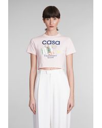 Casablancabrand - T-shirt In Rose-pink Cotton - Lyst