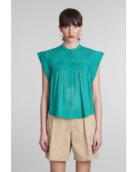 Isabel Marant - Leaza Blouse In Green Cotton - Lyst
