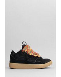 Lanvin - Curb Sneakers In Black Suede And Leather - Lyst