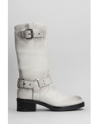 GISÉL MOIRÉ - Chester Low Heels Boots In Grey Leather - Lyst