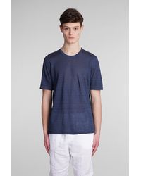 120 - T-shirt In Blue Linen - Lyst