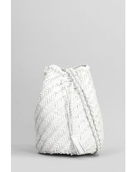 Dragon Diffusion - Pompom Double Shoulder Bag In White Leather - Lyst