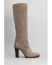 Julie Dee - High Heels Boots In Taupe Suede - Lyst
