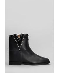 Via Roma 15 - Ankle Boots Inside Wedge In Black Leather - Lyst
