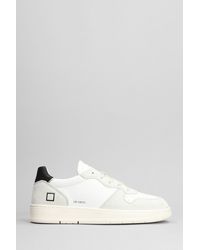 Date - Court Sneakers In White Suede And Leather - Lyst