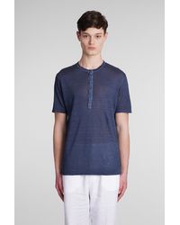 120 - T-shirt In Blue Linen - Lyst