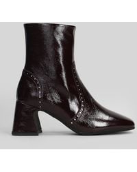 Evaluna - High Heels Ankle Boots In Bordeaux Leather - Lyst