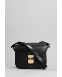 A.P.C. - Grace Mini Shoulder Bag In Black Leather - Lyst