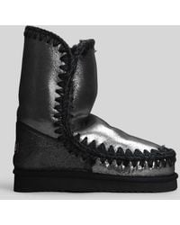 Mou - Eskimo 24 Low Heels Ankle Boots In Black Glitter - Lyst