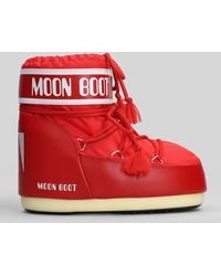 Moon Boot - Mb Icon Low Nylon Low Heels Ankle Boots In Red Nylon - Lyst